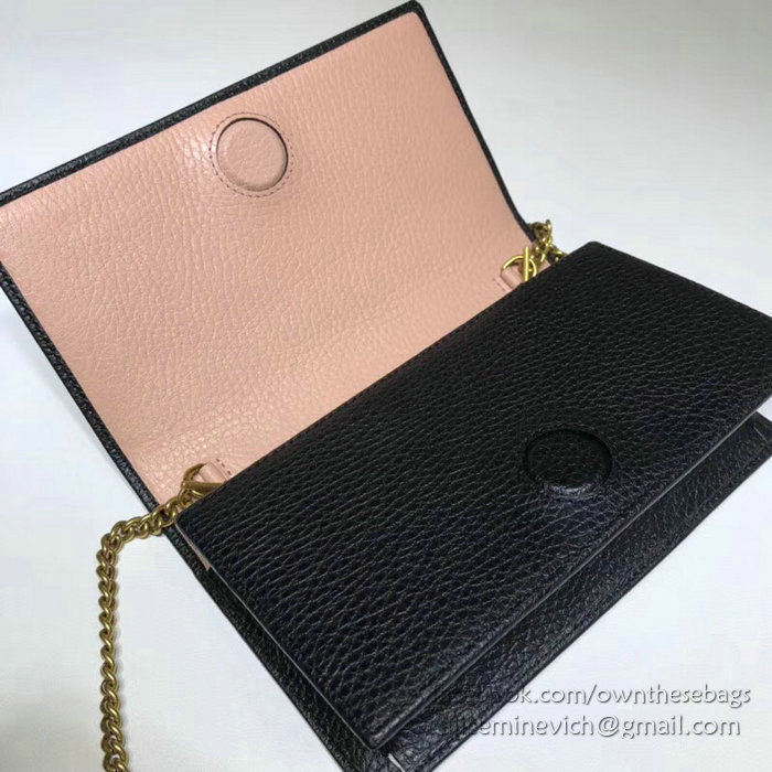 Gucci Leather Chain Wallet Black 524293