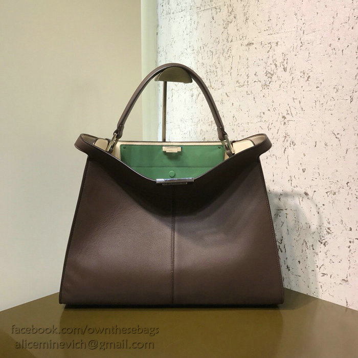 Fendi Soft Calfskin Peekaboo X-LITE Bag Coffee F83041