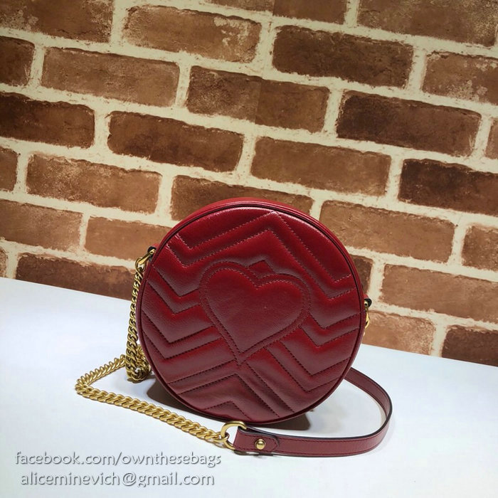 Gucci GG Marmont Mini Round Shoulder Bag Red 550154