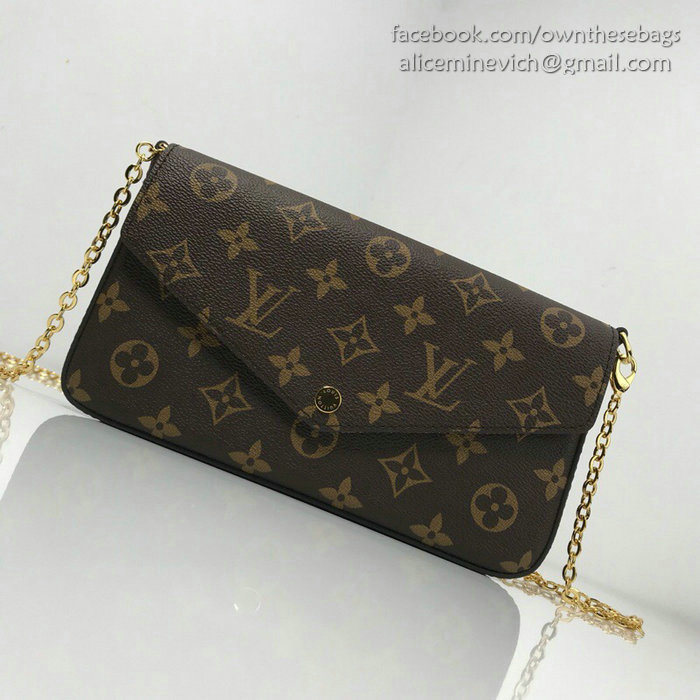 Louis Vuitton Monogram Canvas Felicie Chain Wallet Pink M61276