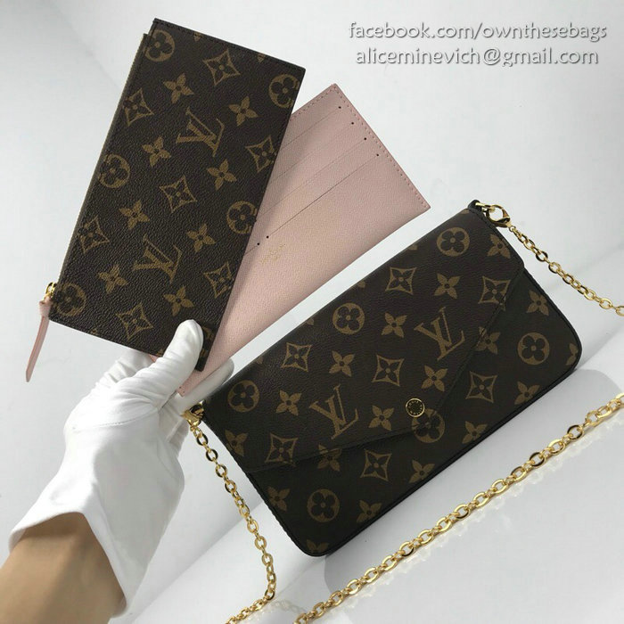 Louis Vuitton Monogram Canvas Felicie Chain Wallet Pink M61276