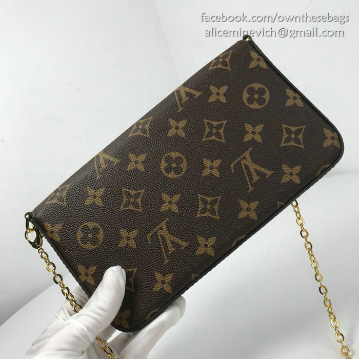 Louis Vuitton Monogram Canvas Felicie Chain Wallet Pink M61276