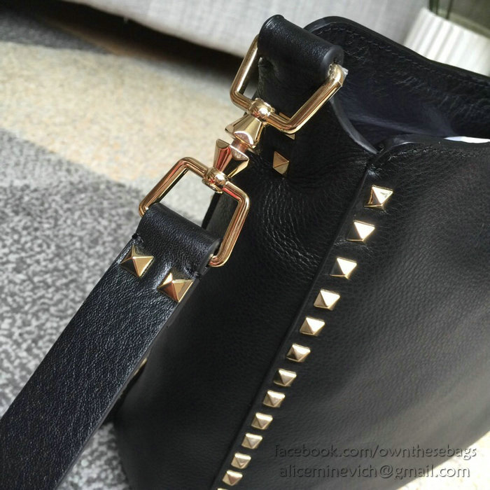 Valentino Soft Calfskin Hobo Bag Black V50031