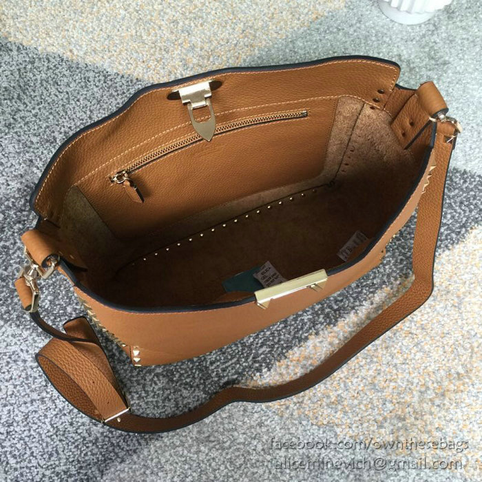 Valentino Soft Calfskin Hobo Bag Brown V50031