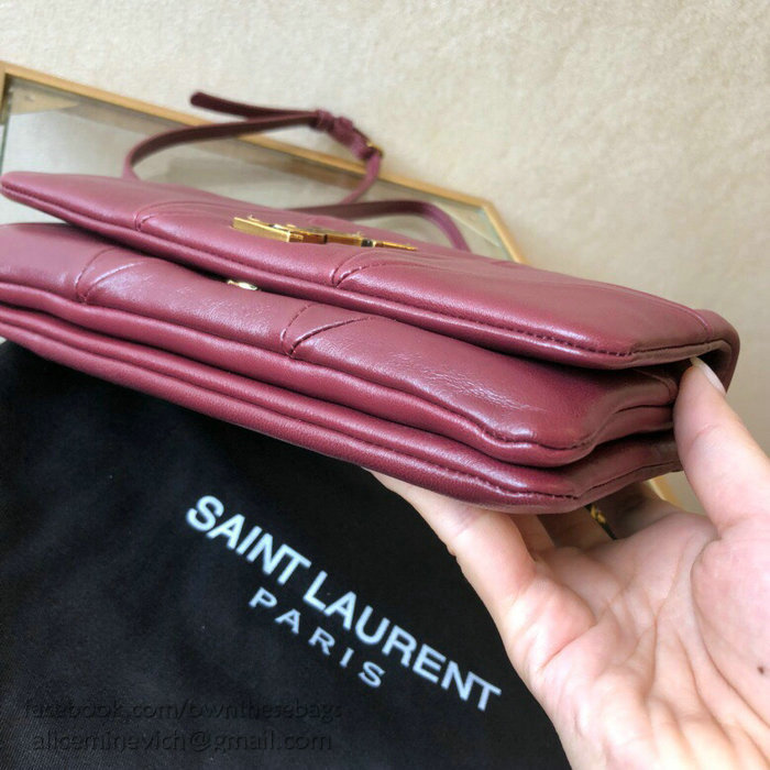 Saint Laurent Lambskin Jamie Chain Wallet Burgundy 517614