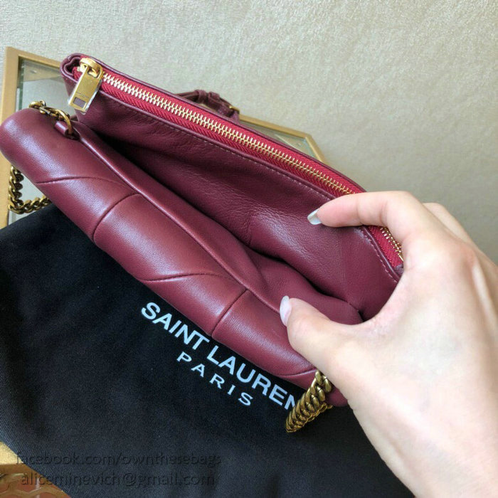 Saint Laurent Lambskin Jamie Chain Wallet Burgundy 517614