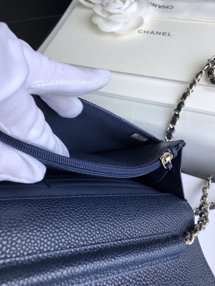 Chanel Caviar WOC Chain Wallet Blue A33814