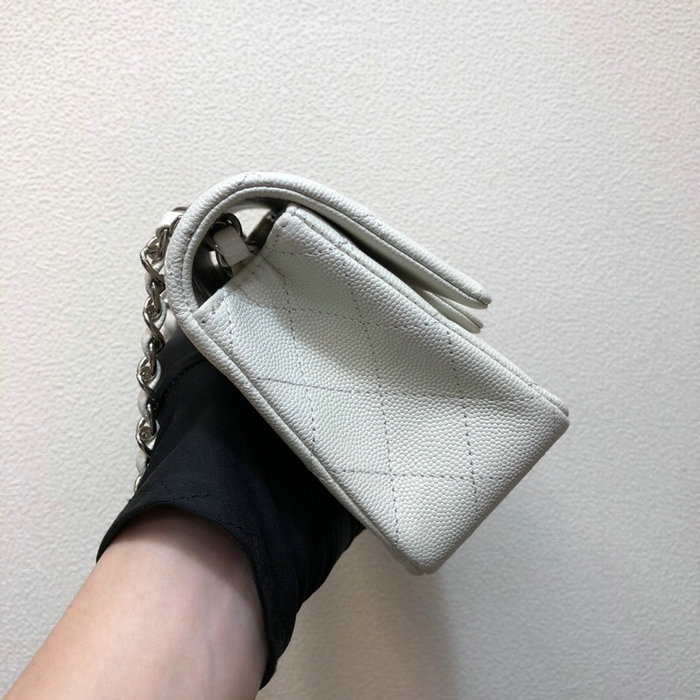 Classic Chanel Grained Calfskin Small Flap Bag White CF1116