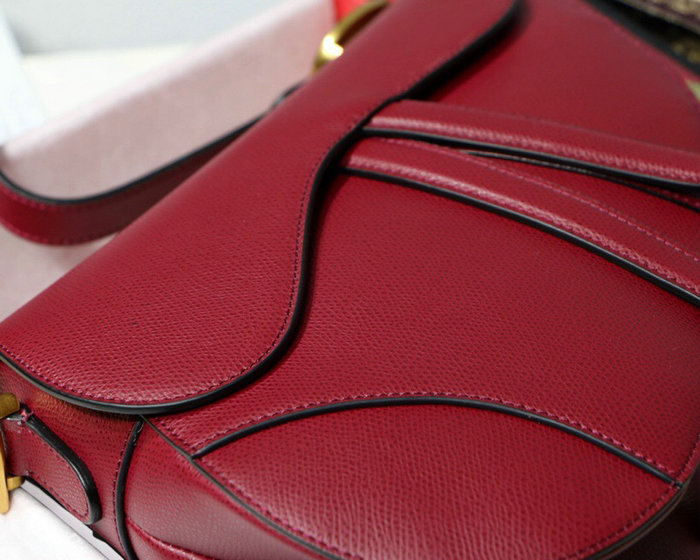 Dior Grained Calfskin Saddle Bag Red M9001