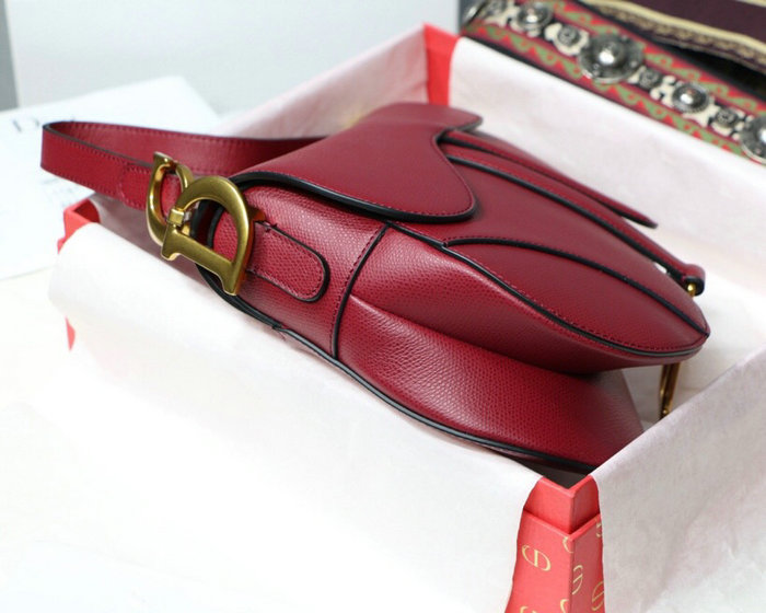 Dior Grained Calfskin Saddle Bag Red M9001