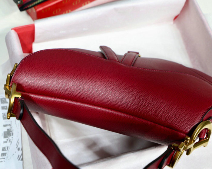 Dior Grained Calfskin Saddle Bag Red M9001