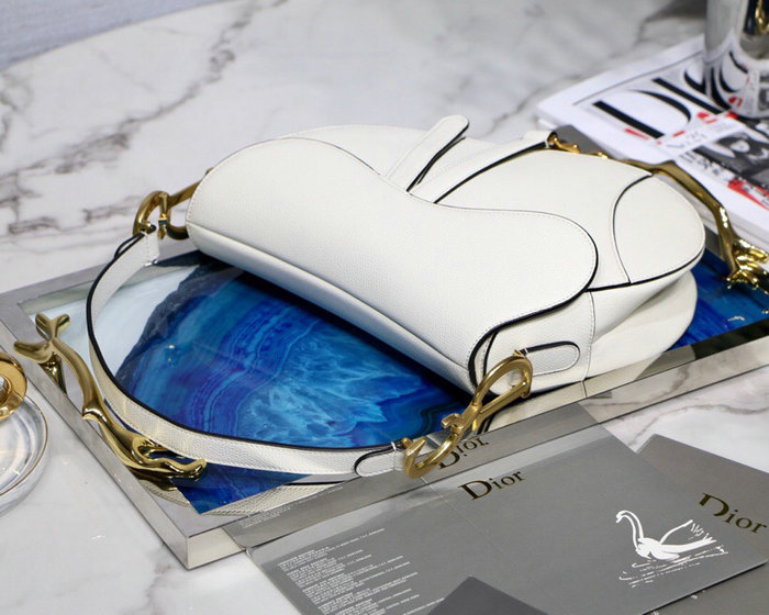 Dior Grained Calfskin Saddle Bag White M9001