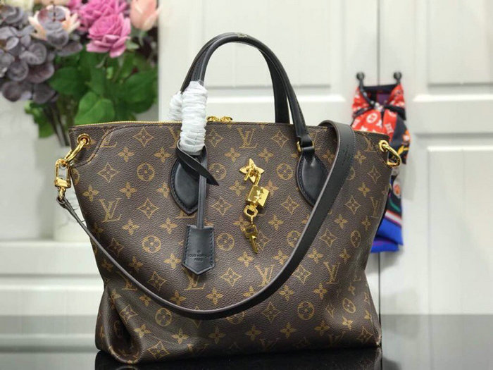 Louis Vuitton Flower Zipped Tote MM Black M44360