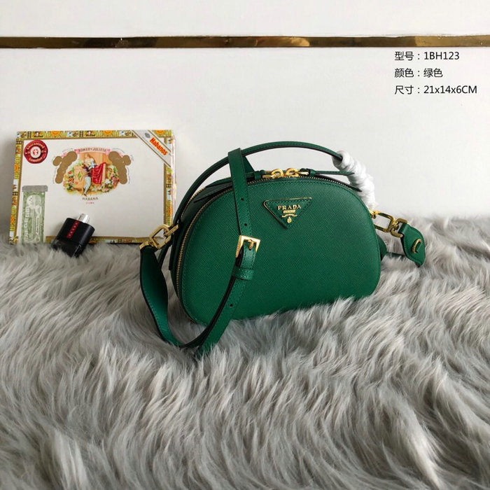 Prada Odette Saffiano Leather Bag Green 1BH123