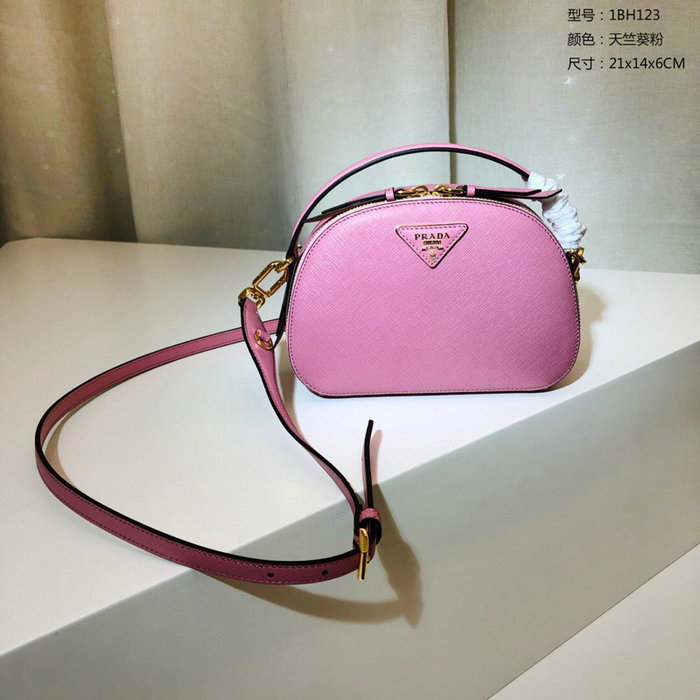 Prada Odette Saffiano Leather Bag Pink 1BH123