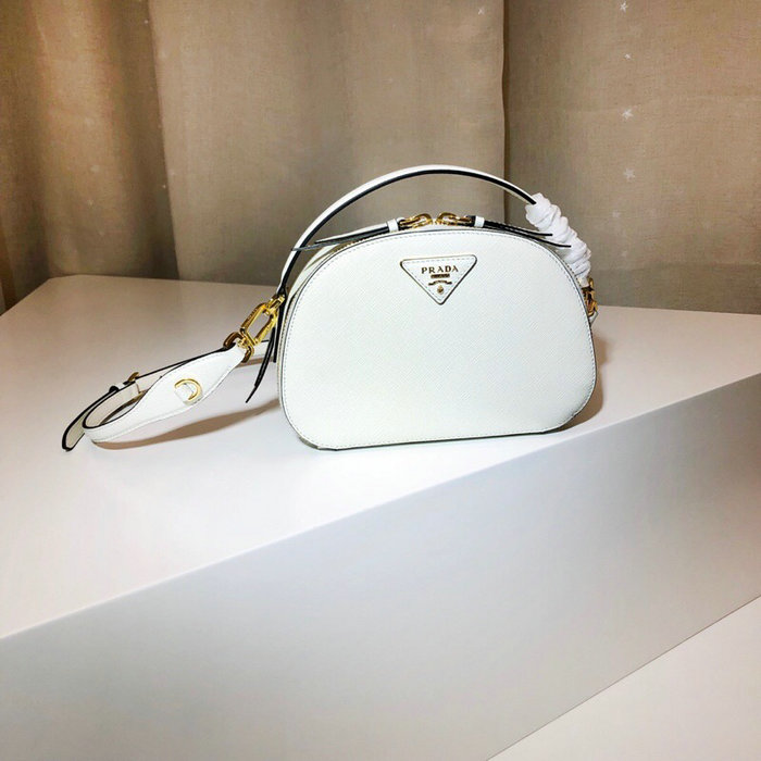 Prada Odette Saffiano Leather Bag White 1BH123