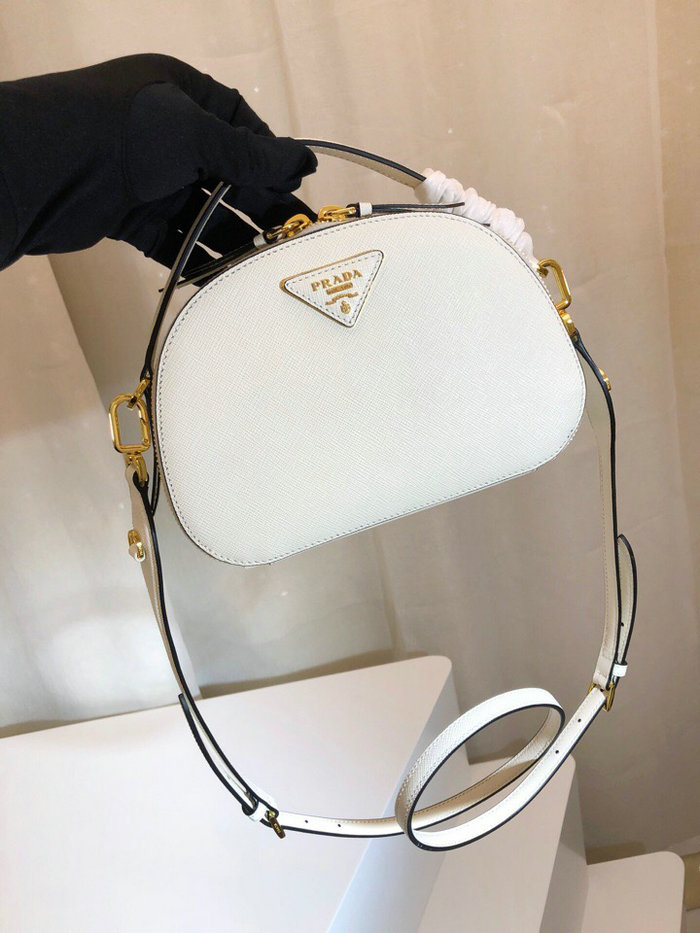 Prada Odette Saffiano Leather Bag White 1BH123