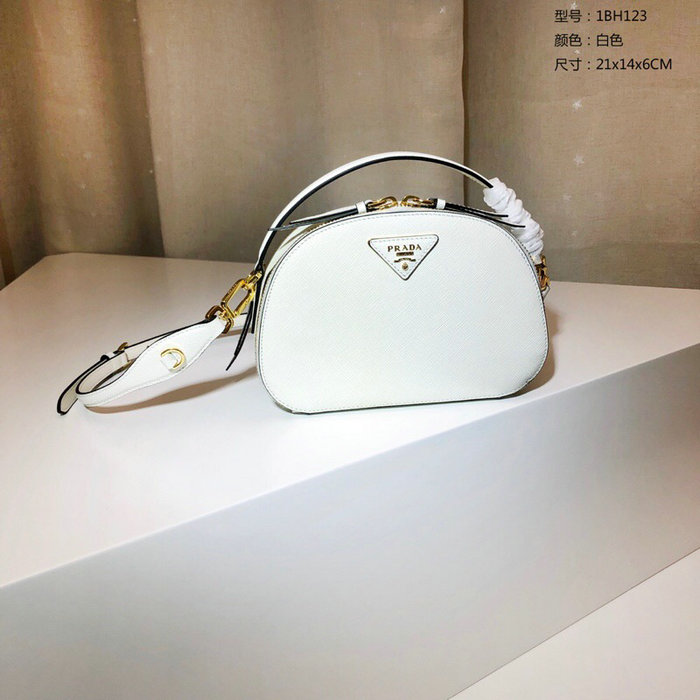 Prada Odette Saffiano Leather Bag White 1BH123