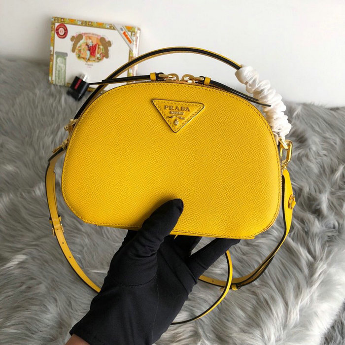 Prada Odette Saffiano Leather Bag Yellow 1BH123