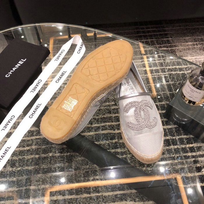 Chanel Mesh & Grosgrain espadrilles Silver C15063