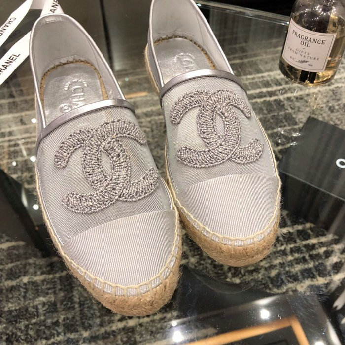 Chanel Mesh & Grosgrain espadrilles Silver C15063