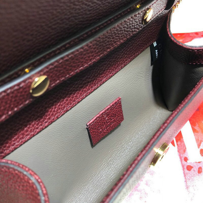 Gucci Zumi Grainy Leather Mini Shoulder Bag Burgundy 564718