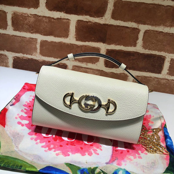 Gucci Zumi Grainy Leather Mini Shoulder Bag White 564718