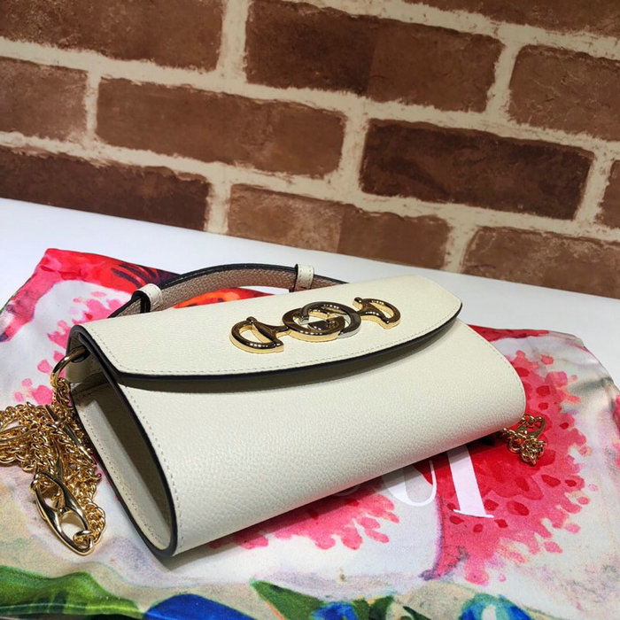 Gucci Zumi Grainy Leather Mini Shoulder Bag White 564718