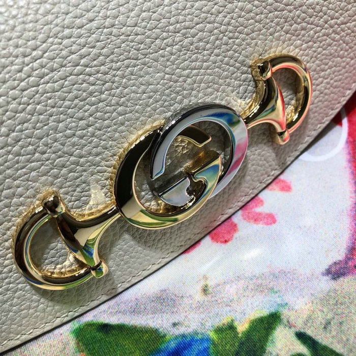 Gucci Zumi Grainy Leather Mini Shoulder Bag White 564718