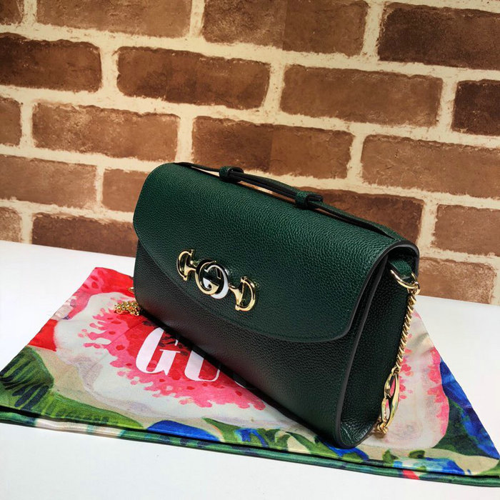 Gucci Zumi Grainy Leather Small Shoulder Bag Green 572375