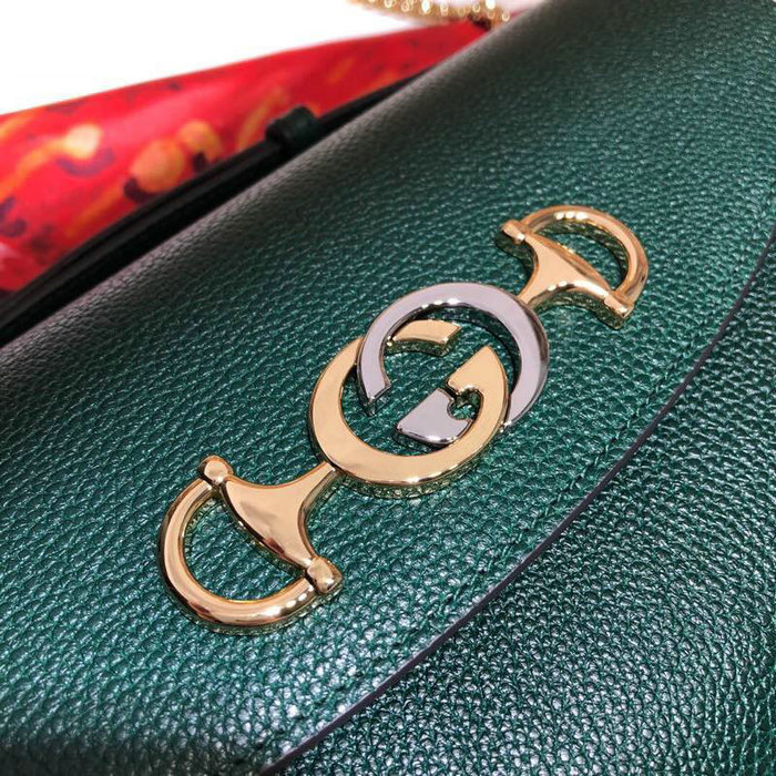 Gucci Zumi Grainy Leather Small Shoulder Bag Green 572375