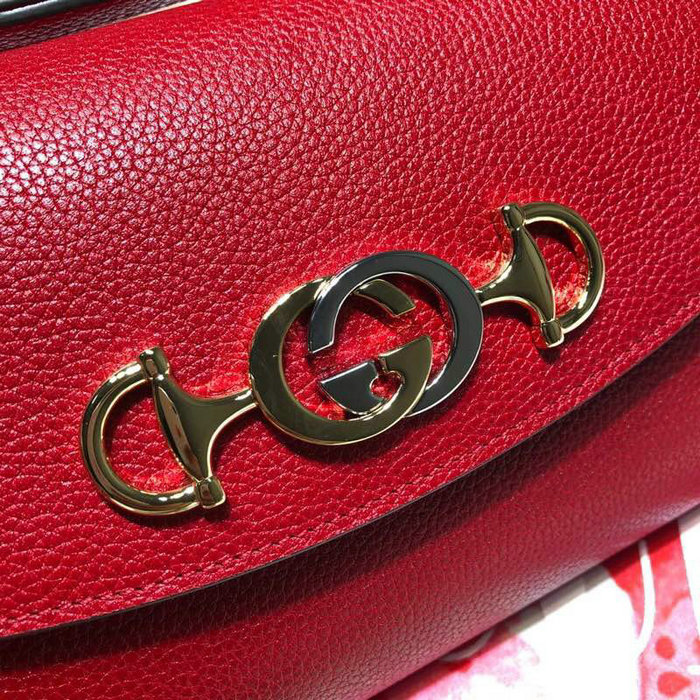 Gucci Zumi Grainy Leather Small Shoulder Bag Red 572375