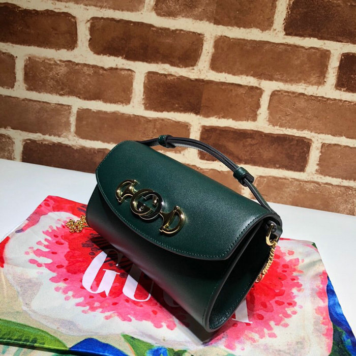 Gucci Zumi Smooth Leather Mini Shoulder Bag Green 564718