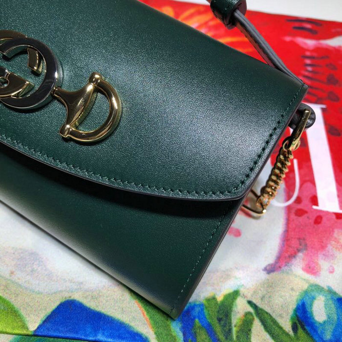 Gucci Zumi Smooth Leather Mini Shoulder Bag Green 564718