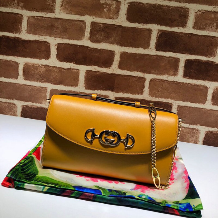 Gucci Zumi Smooth Leather Small Shoulder Bag Yellow 572375