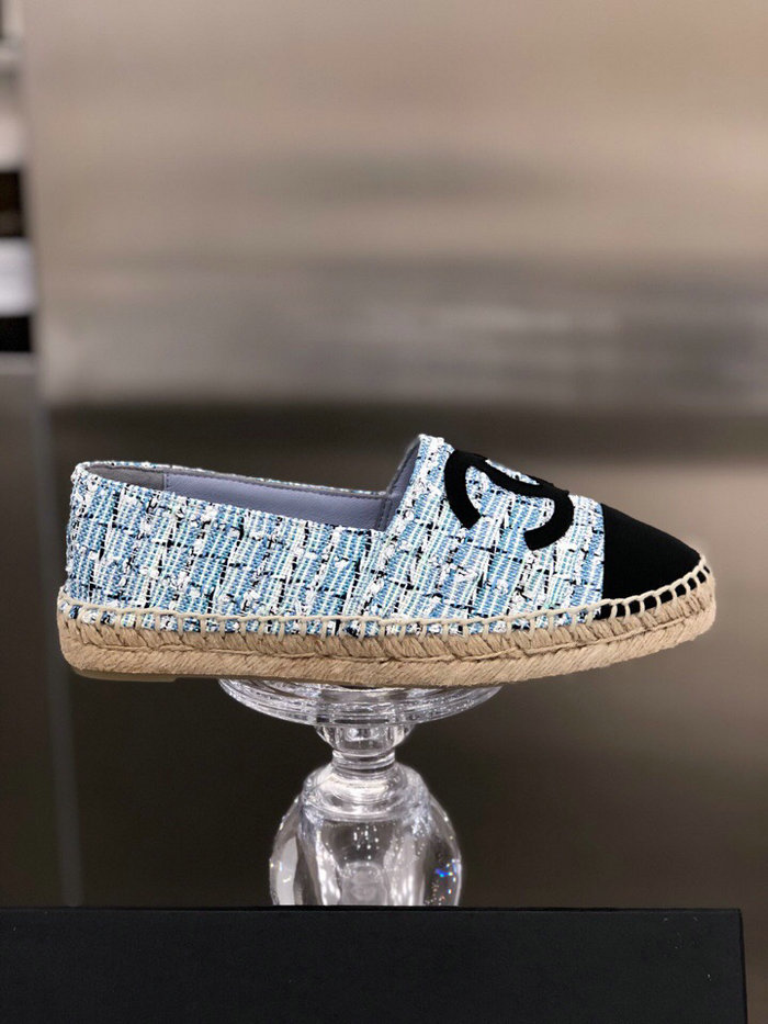 Chanel Tweed Espadrilles Light Blue C18061