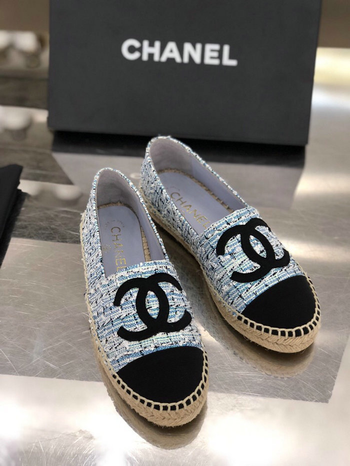 Chanel Tweed Espadrilles Light Blue C18061