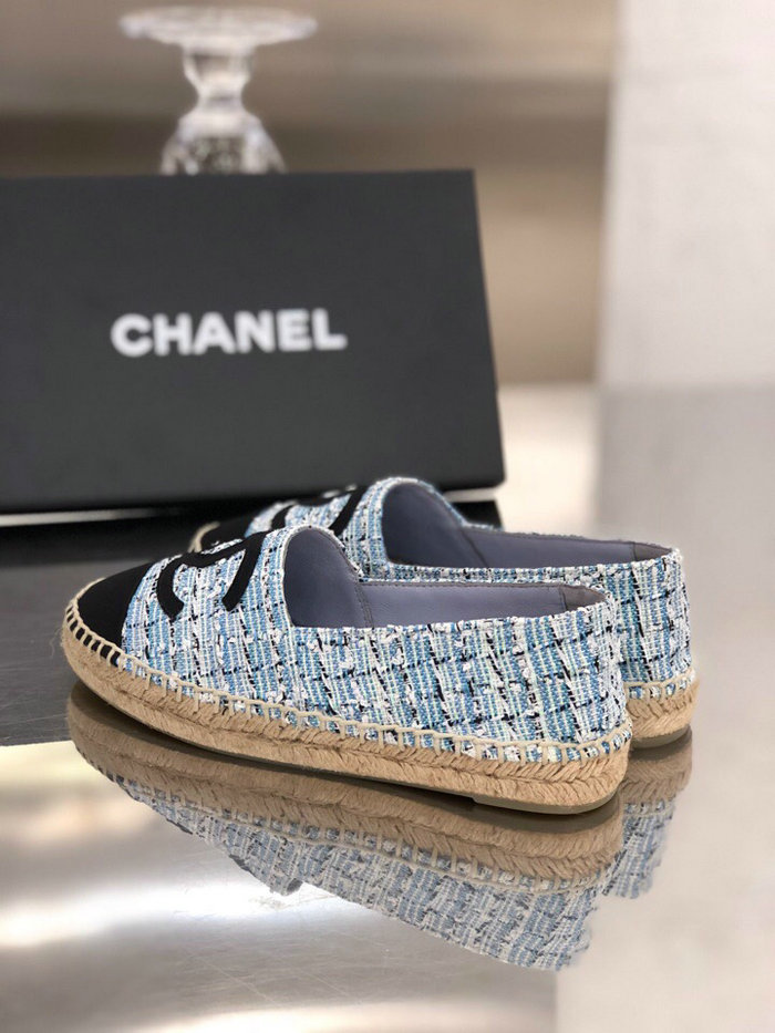 Chanel Tweed Espadrilles Light Blue C18061