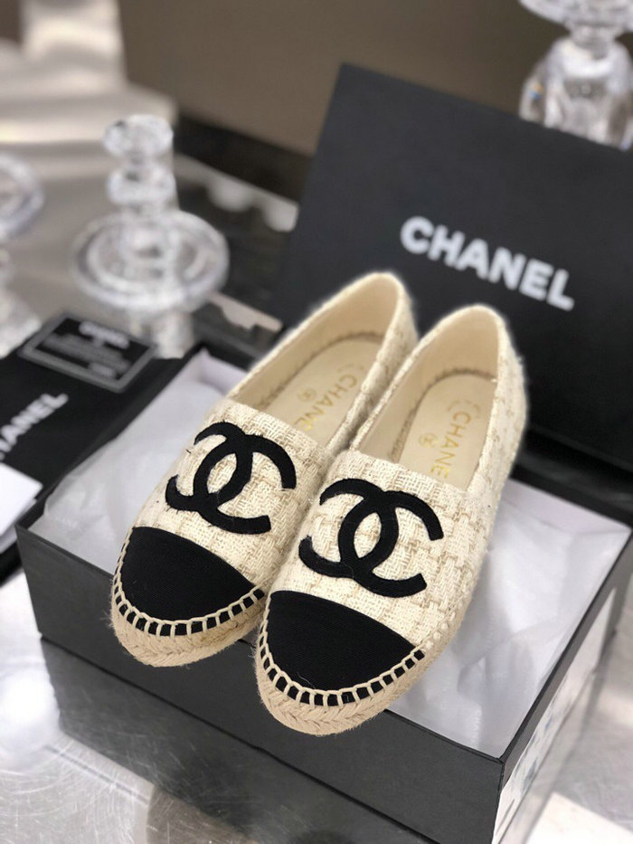 Chanel Tweed Espadrilles White C18061