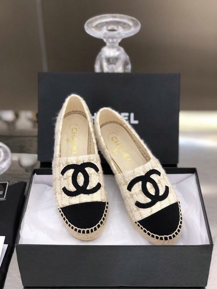 Chanel Tweed Espadrilles White C18061