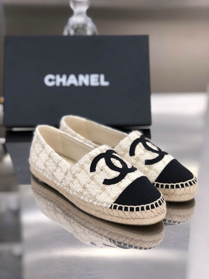 Chanel Tweed Espadrilles White C18061