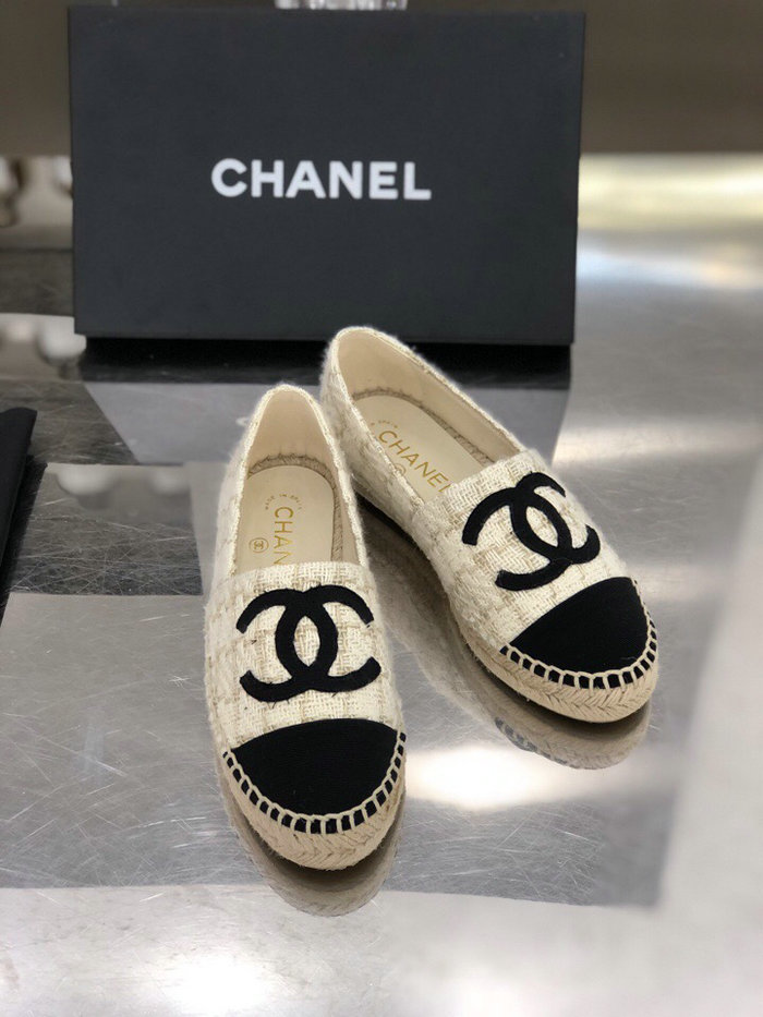 Chanel Tweed Espadrilles White C18061