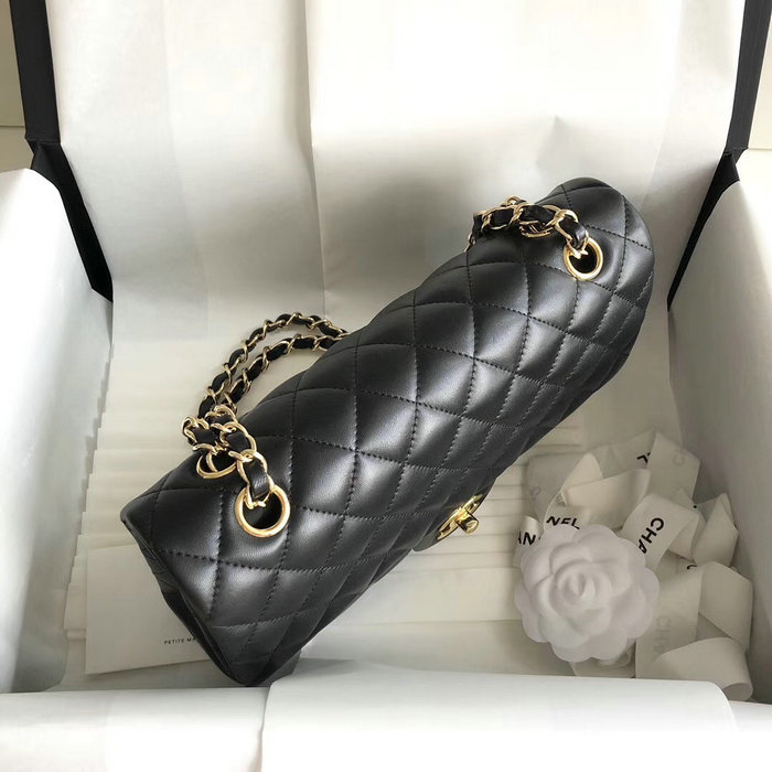 Classic Chanel Lambskin Bag Black with Gold Hardware A1112