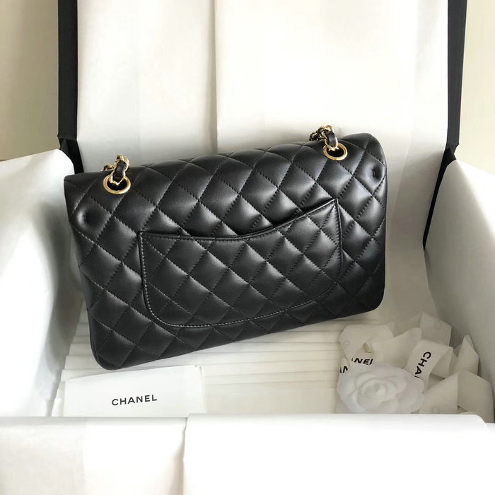 Classic Chanel Lambskin Bag Black with Gold Hardware A1112