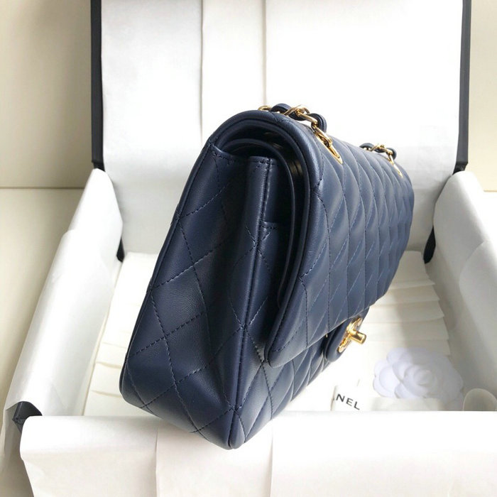 Classic Chanel Lambskin Flap Shoulder Bag Blue A1112