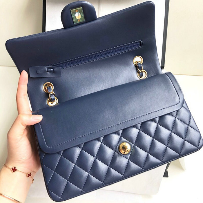 Classic Chanel Lambskin Flap Shoulder Bag Blue A1112