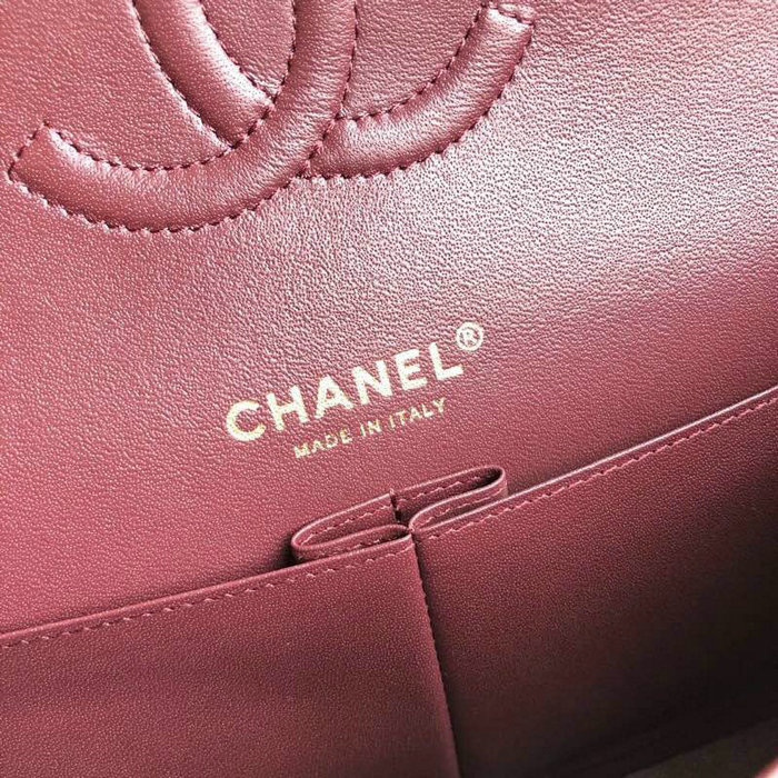 Classic Chanel Lambskin Flap Shoulder Bag Burgundy A1112