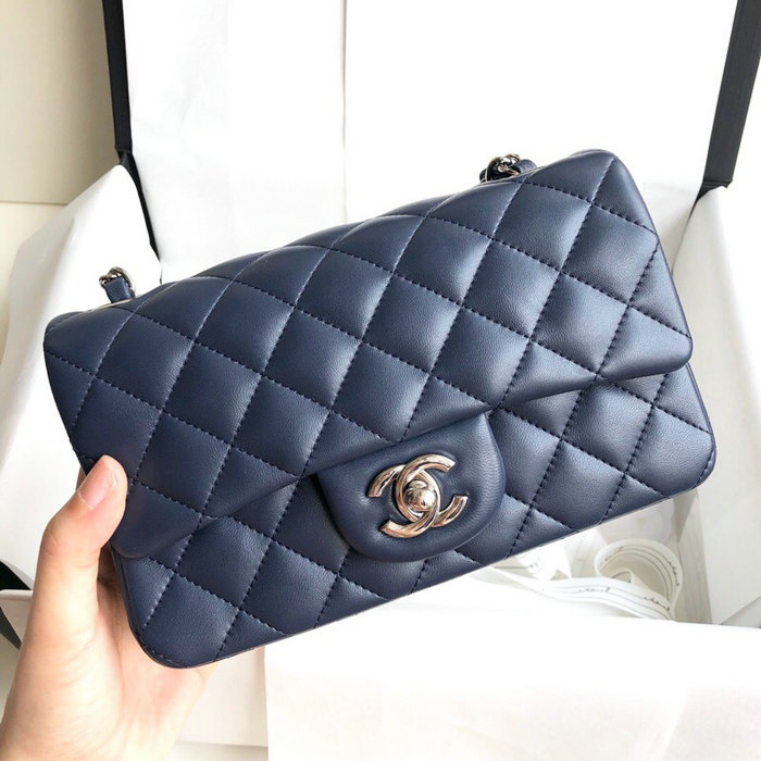 Classic Chanel Lambskin Small Flap Bag Blue CF1116