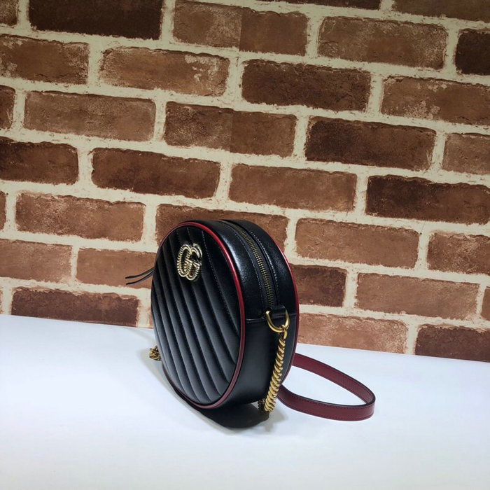 Gucci GG Marmont mini round shoulder bag Black 550154