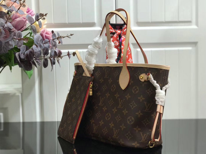 Louis Vuitton Monogram Canvas Neverfull PM Red M41000